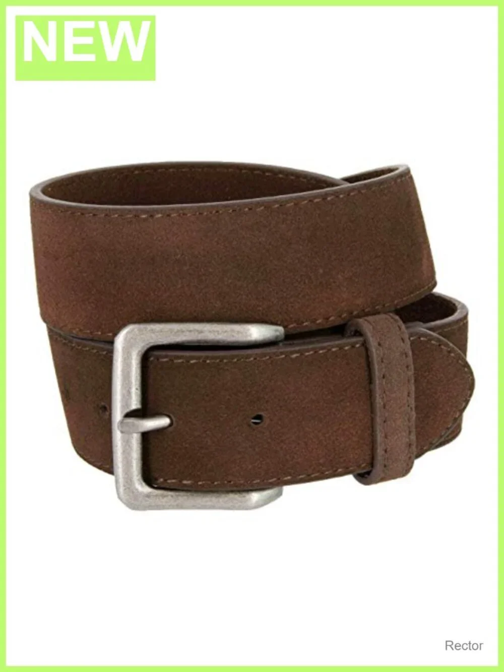 Genuine Suede Leather Casual Belt with Antique Silver Buckle - 1.5 Inch Wide